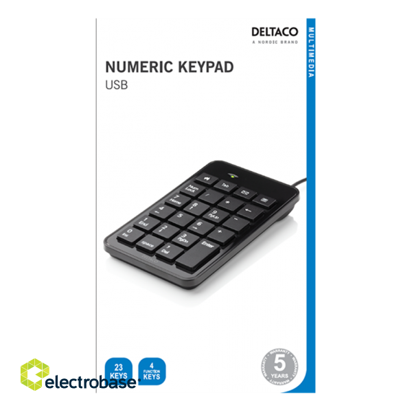 Numeric keyboard DELTACO USB, black / TB-120 image 2