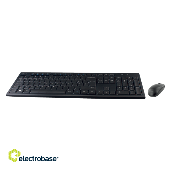 Wireless keyboard and mice DELTACO 105 keys, UK layout, 2.4GHz USB nano receiver, black / TB-114-UK image 1