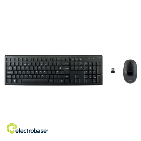 Wireless keyboard and mice DELTACO 105 keys, UK layout, 2.4GHz USB nano receiver, black / TB-114-UK image 2