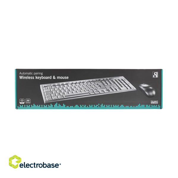 Wireless keyboard and mouse DELTACO 105 keys, US layout, 2.4GHz USB nano receiver, black / TB-114-US image 2