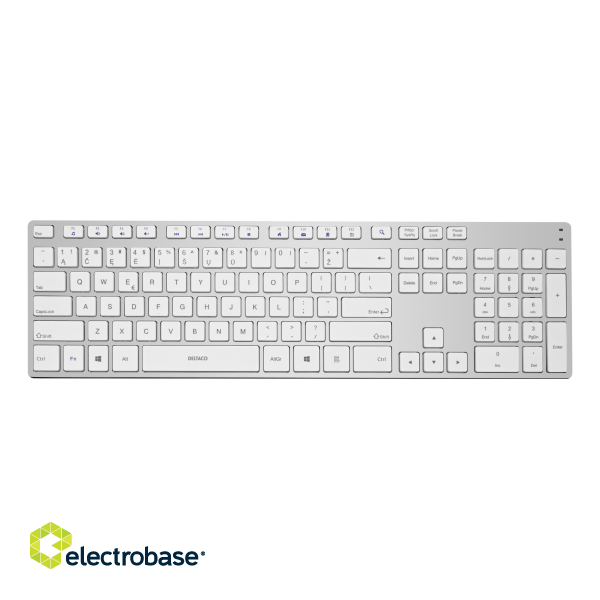 Wireless slim keyboard DELTACO USB receiver, LT layout, silver/white / TB-802-W-LT