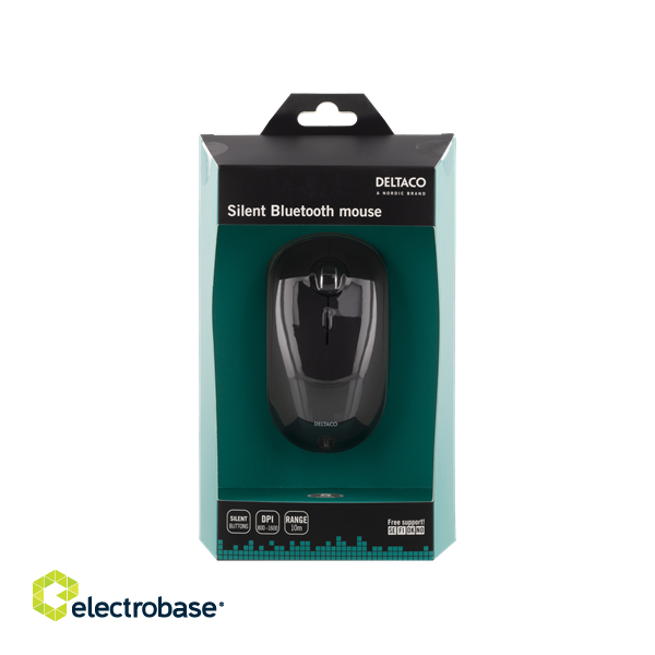 Deltaco Silent Wireless Bluetooth Mouse 1x AA, 800-1600 DPI, 125 Hz, Black / MS-900 Black image 3