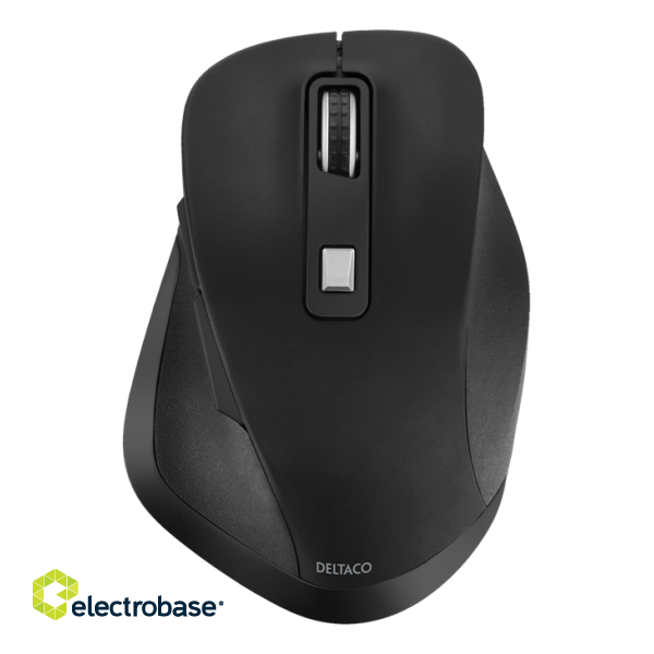 Ergonomic mouse DELTACO OFFICE silent clicks, wireless 2.4G, 2400 DPI, black / DELO-0310