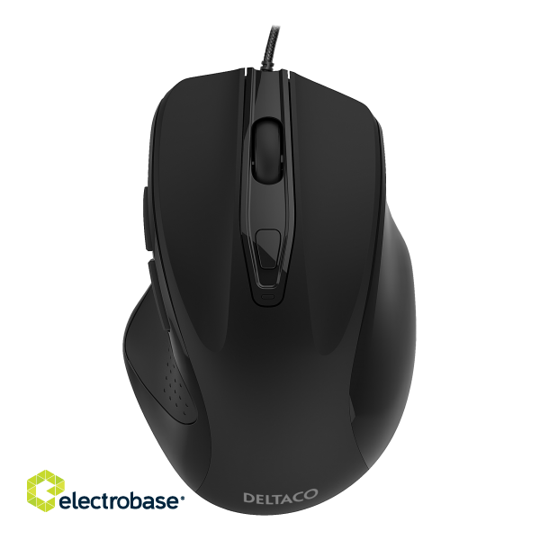 Mouse DELTACO OFFICE wired, ergonomic shape, silent clicks, black / MS-801 image 3