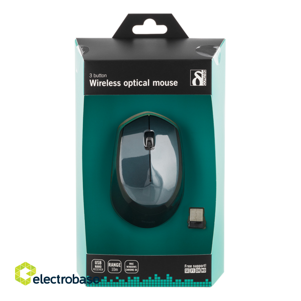 Mouse DELTACO, wireless, 1200 DPI, green / MS-461 image 4