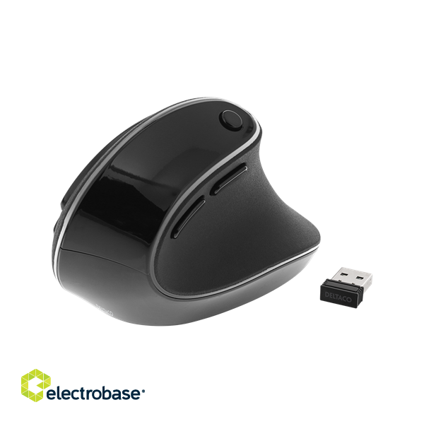 Vertical ergonomic mouse DELTACO OFFICE silent clicks, 800/1200/1600/2000/2400DPI, wireless 2.4G / DELO-0320 image 7