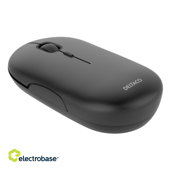 Wireless flat silent mouse DELTACO 1600 DPI, USB receiver, 4 buttons, dark gray / MS-803 image 1
