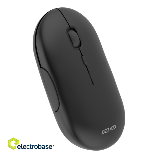 Wireless flat silent mouse DELTACO 1600 DPI, USB receiver, 4 buttons, dark gray / MS-803 image 5