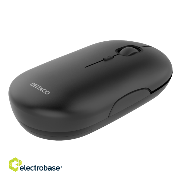 Wireless flat silent mouse DELTACO 1600 DPI, USB receiver, 4 buttons, dark gray / MS-803 image 6