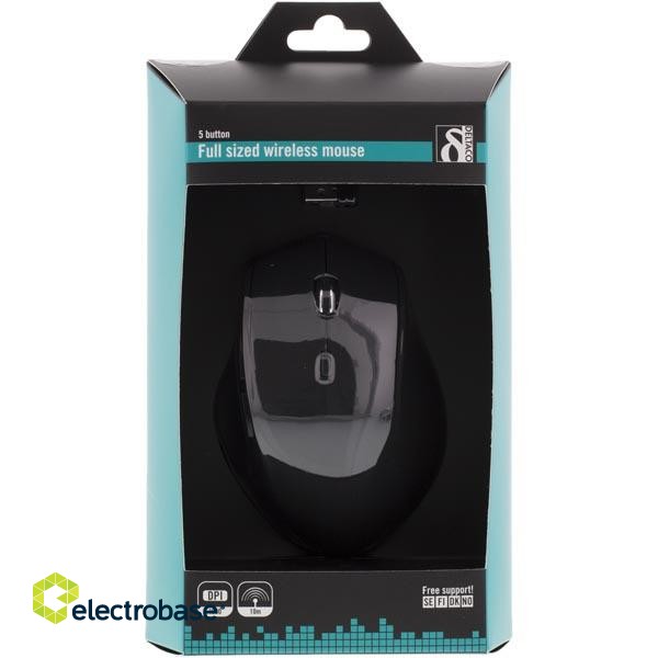 Wireless optical mouse DELTACO 1000-1600 DPI, 125 Hz, 6 buttons with scroll, 2.4GHz USB nano receiver, black / MS-805 image 4