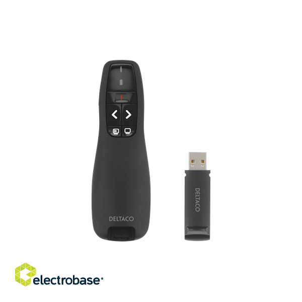 Wireless presenter  DELTACO with laser pointer, up to 15m, black / WP-001 image 5