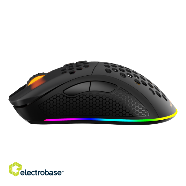 Wireless ultralight gaming mouse DELTACO GAMING DM220, 70g weight, RGB, SPCP6651, 400-6400 DPI, 1000 Hz, black / GAM-120 image 3