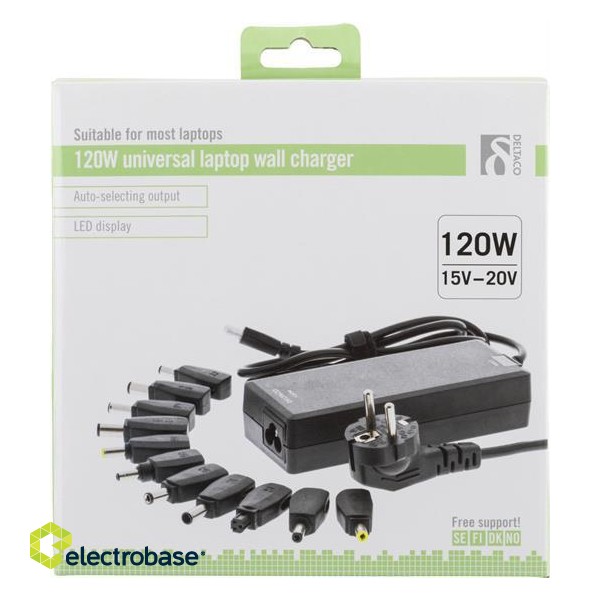NB power source DELTACO 120W, 15-20V, 11 connectors, USB / SMP-120WD фото 4