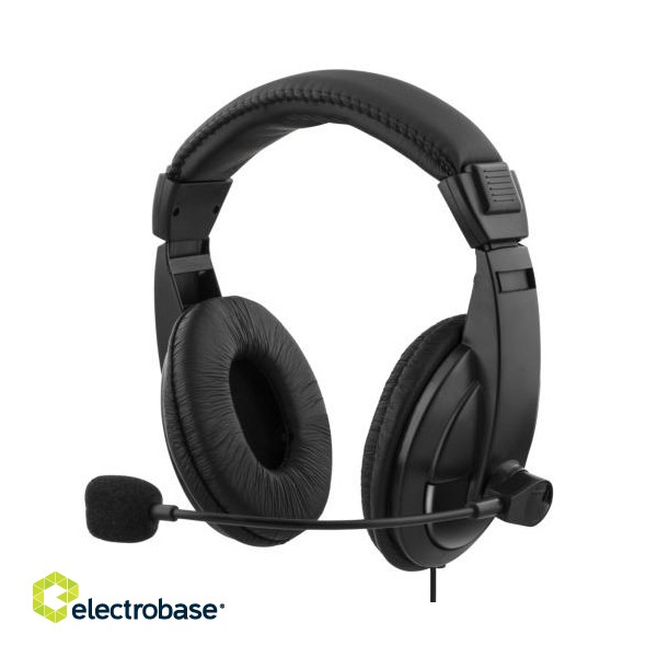 DELTACO headset, closed, volume control on cable, 2x3.5mm, 2m cable, black / HL-56 image 4