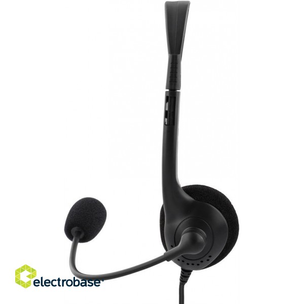 DELTACO headset, volume control on cable, 2m cable, 2x3,5mm, black / HL-2 image 2