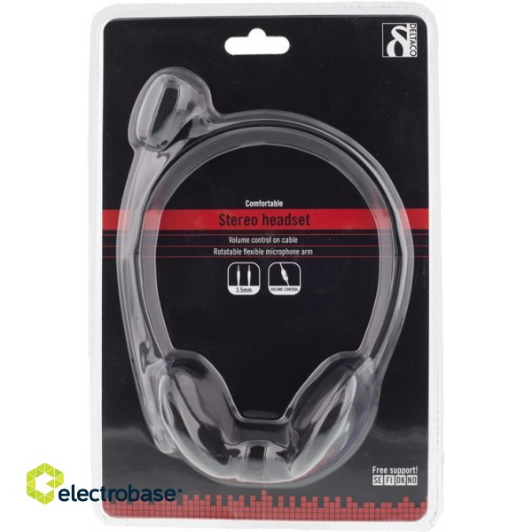 DELTACO headset, volume control on cable, 2m cable, 2x3,5mm, black / HL-2 image 4