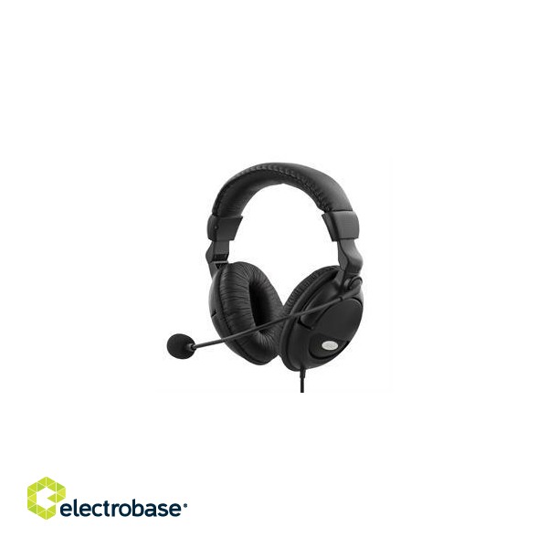 DELTACO headset with microphone, volume control on cable, 2x3.5mm, 2m cable, black / HL-9 image 3