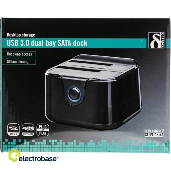 HDD dėžutė DELTACO SATA 2x 2.5" ar 3.5" USB 3.0 / MAP-GD35U3 paveikslėlis 5