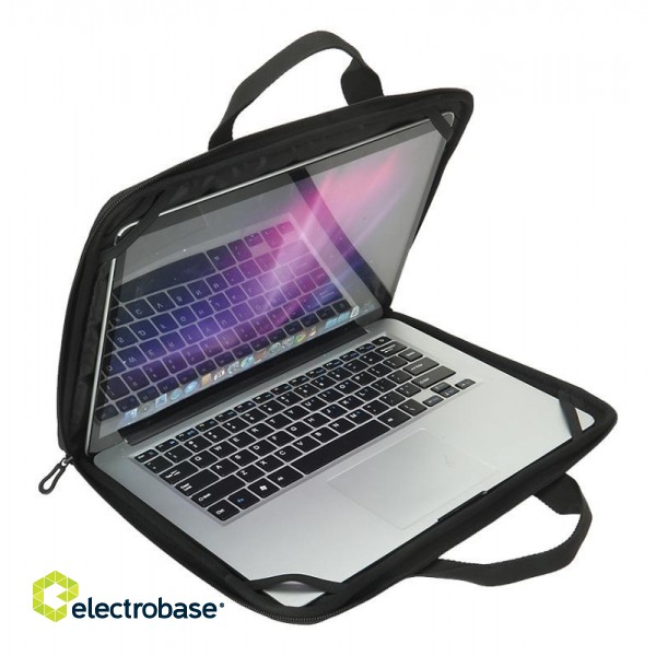 Durable laptop sleeve DELTACO 13-14", handles, shoulder strap, black / NV-511