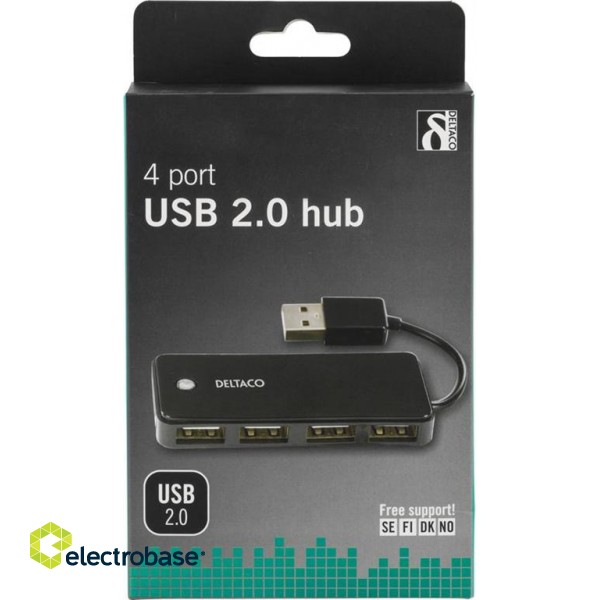 USB Hub DELTACO 4xUSB 2.0, black / UH-480 image 3