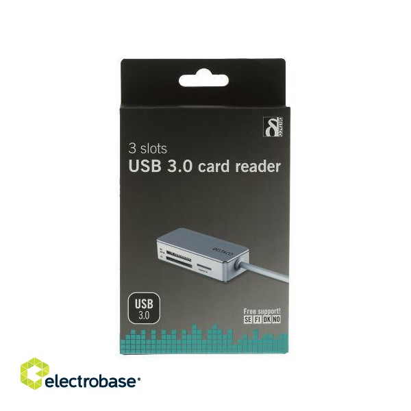 Flash card reader DELTACO SD, Micro SD, MS PRO/DUO, white-silver / UCR-147 image 2