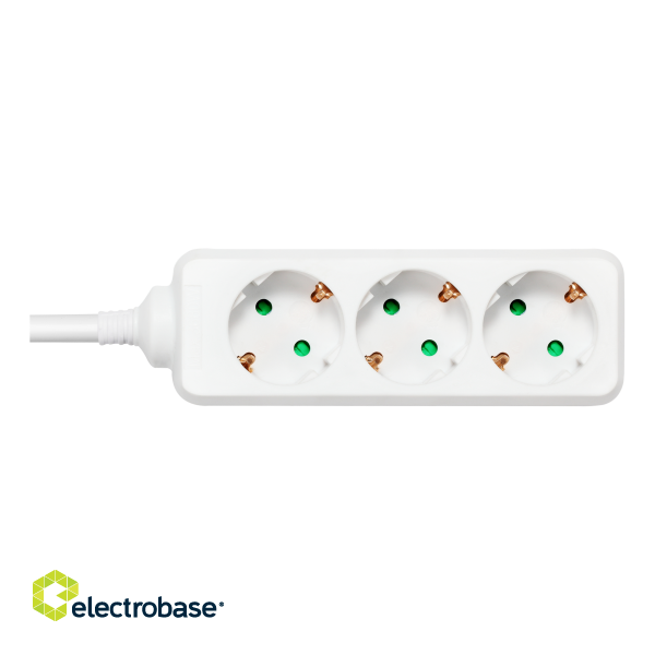 Branch socket DELTACO with 3xCEE 7/4 socket , 1xCEE 7/7 connection, 3m cable, white / GT-0301 image 1