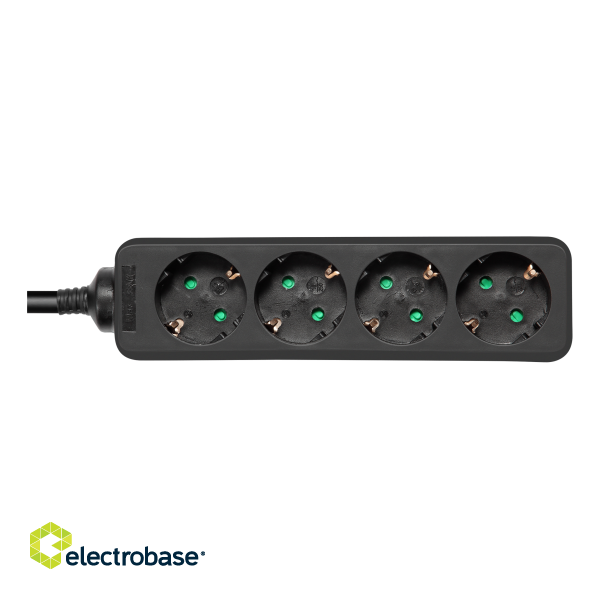 Earthed power strip DELTACO 4x CEE 7/3, 1x CEE 7/7, child protected, 3m, black / GT-0421 image 1