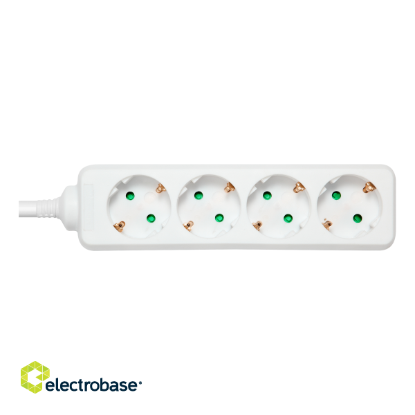 Earthed power strip DELTACO 4x CEE 7/3, 1x CEE 7/7, child protected, 5m, white / GT-0402 image 1