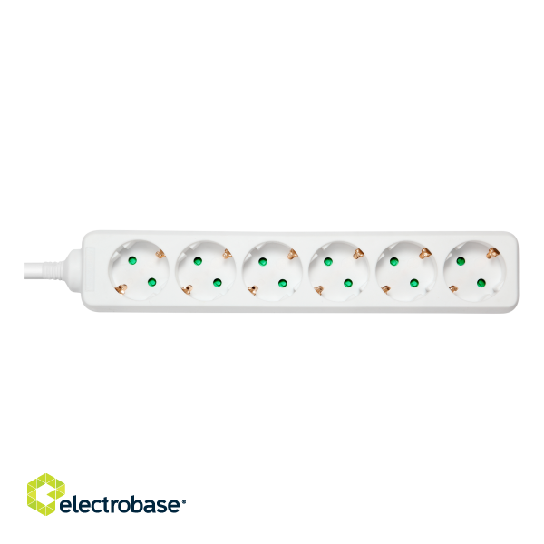 Earthed power strip DELTACO 6x CEE 7/3, 1x CEE 7/7, child protected, 5m, white / GT-0602 image 1