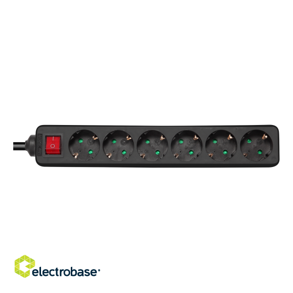 Earthed power strip DELTACO with power switch, 6x CEE 7/3, 1x CEE 7/7, child protected, 3m, black / GT-0661 image 1