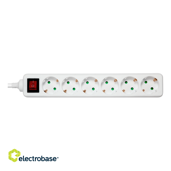 Earthed power strip DELTACO with power switch, 6x CEE 7/3, 1x CEE 7/7, child protected, 3m, white / GT-0651 image 1