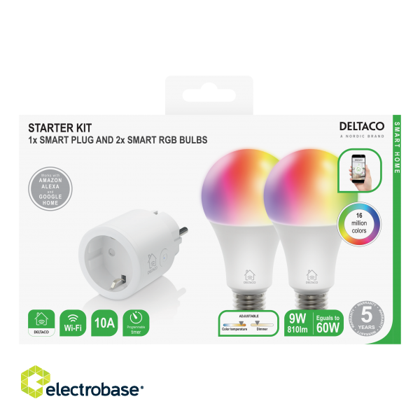 Starter kit DELTACO SMART HOME smart plug and 2x RGB LED lights / SH-KIT01 image 6