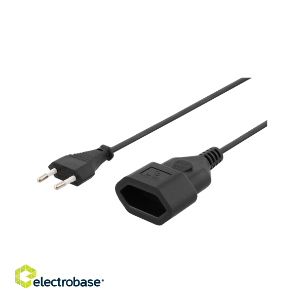 DELTACO cable, CEE 7/16 to IEC 60906-1, 1m,&amp;nbsp;max 250V/2.5A, black / DEL-109AC