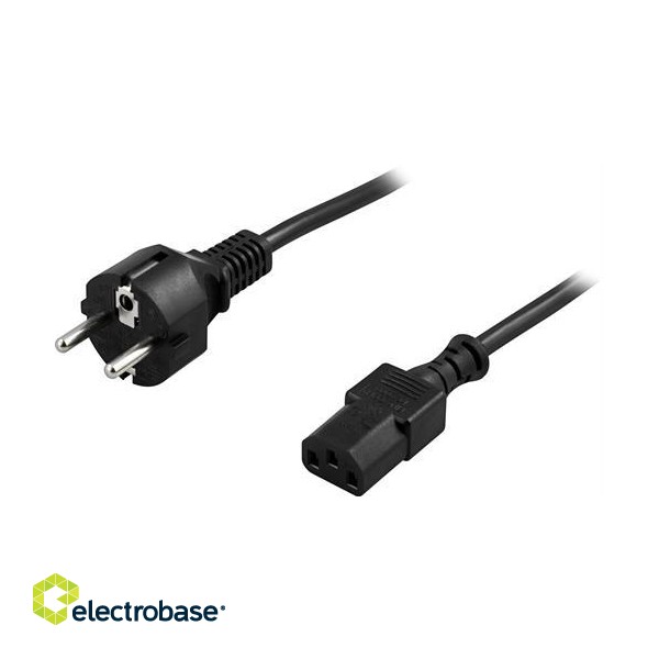 DELTACO grounded device cable CEE 7/7 -  IEC 60320 C13 , max 250V / 10A, 5m black / DEL-111M image 2