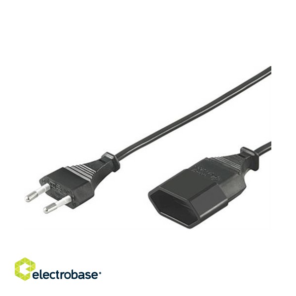 DELTACO cable CEE 7/16 to straight IEC 60906-1, max 250V / 2.5A, 3m, black / DEL-109AE