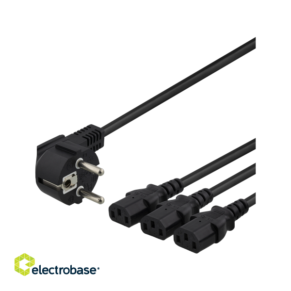 DELTACO device-Y cable, 3-way CEE 7 / 7-3xIEC C13, 1m + 2m, black DEL-109I