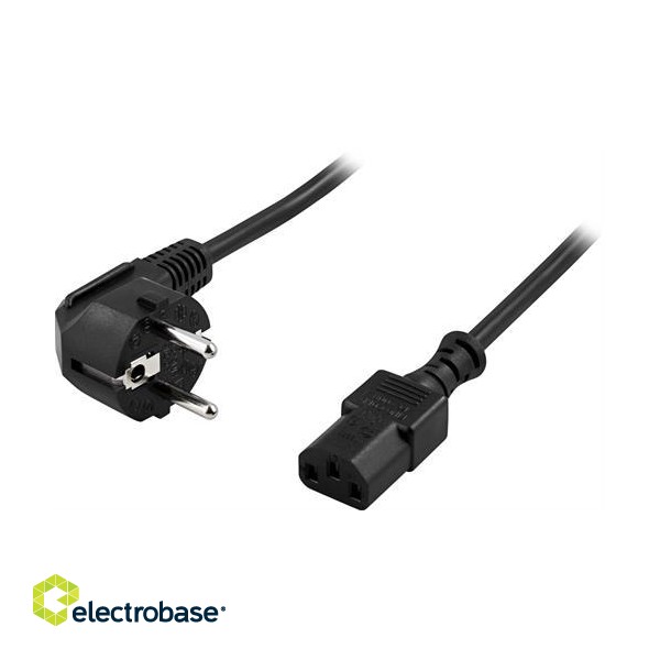 DELTACO device cable, PC & wall outlet, angled CEE 7/7 - straight IEC C13, 0.2m DEL-109-20