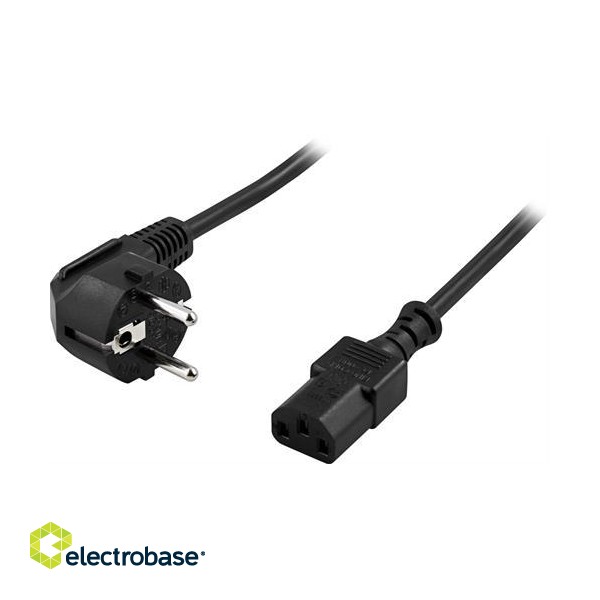 DELTACO device cable, PC & wall, angled CEE 7/7 - straight IEC C13, 1m DEL-109E