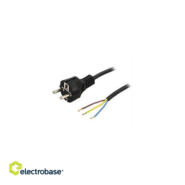 DELTACO grounded cable, CEE 7/7 , max 250V / 10A, 2m, black DEL-109R image 2