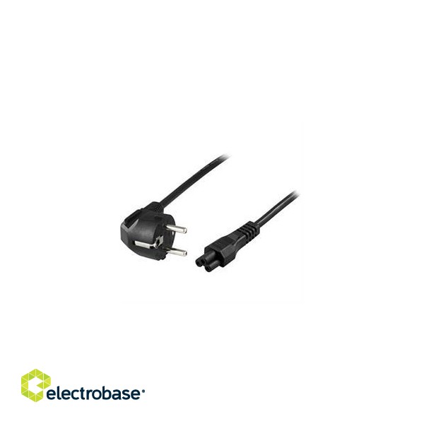 DELTACO grounded cable CEE 7/7 to IEC 60320 C5 , max 250V / 2.5A, 0.2m, black DEL-109CA-20 image 1