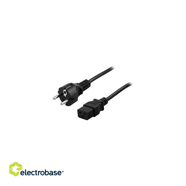 DELTACO kabelis, CEE 7/7 to IEC 60320 C19 , max 250V / 16A, 3m, juodas DEL-110T paveikslėlis 2