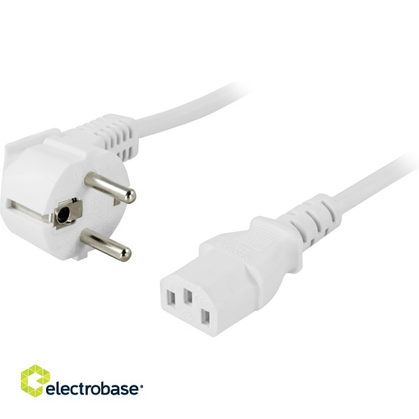 Device cable DELTACO angled CEE 7/7 - straight IEC C13, 0.5m, white / DEL-109V-50 image 1