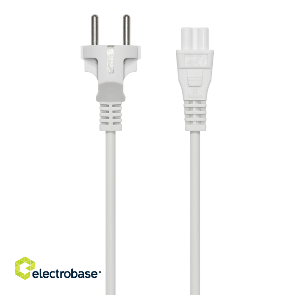 Device cable DELTACO earthed, straight CEE 7/7 to straight IEC 60320 C5, max 250V/2.5A, 2m, 3X0.75mm2, white / DEL-109NV image 2