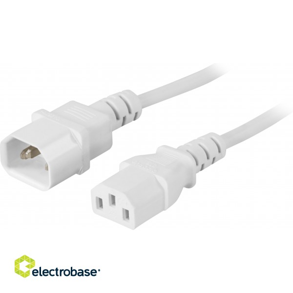 Extension cable DELTACO PC monitor, straight IEC C13 - straight IEC C14, 2m, white / DEL-113V image 1
