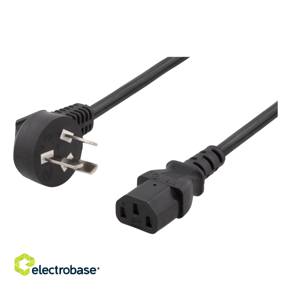 Grounded cable DELTACO PSB-10A - IEC 60320 C13, 2m, black / DEL-109CHI image 1