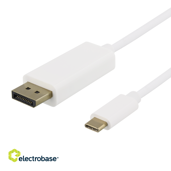 Kabelis DELTACO USB-C -DisplayPort, 50 cm, 4K, 3D, baltas / USBC-DP051-K paveikslėlis 1