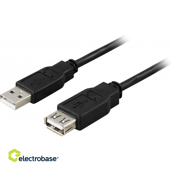 Cable DELTACO USB 2.0 cable Type A ha - Type A ho, 0.1m, black / USB2-101S image 1