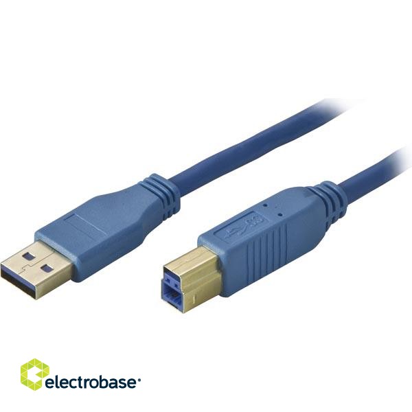 Cable DELTACO USB 3.0 "A-B", 2.0m, blue / USB3-120-K image 2