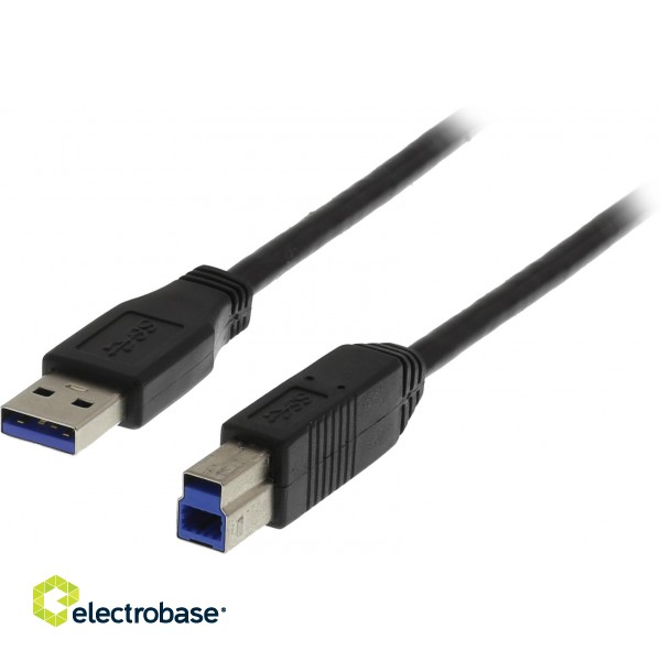 Cable DELTACO USB 3.0, Type A ha - Type B ha, 1m, black / USB3-110S image 1