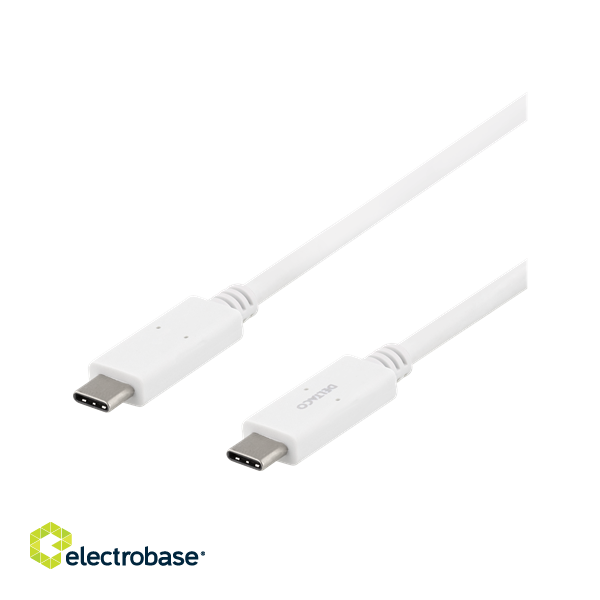 DELTACO USB-C - USB-C cable, 5Gbit/s, 5A, 1M, white /   USBC-1502M image 1